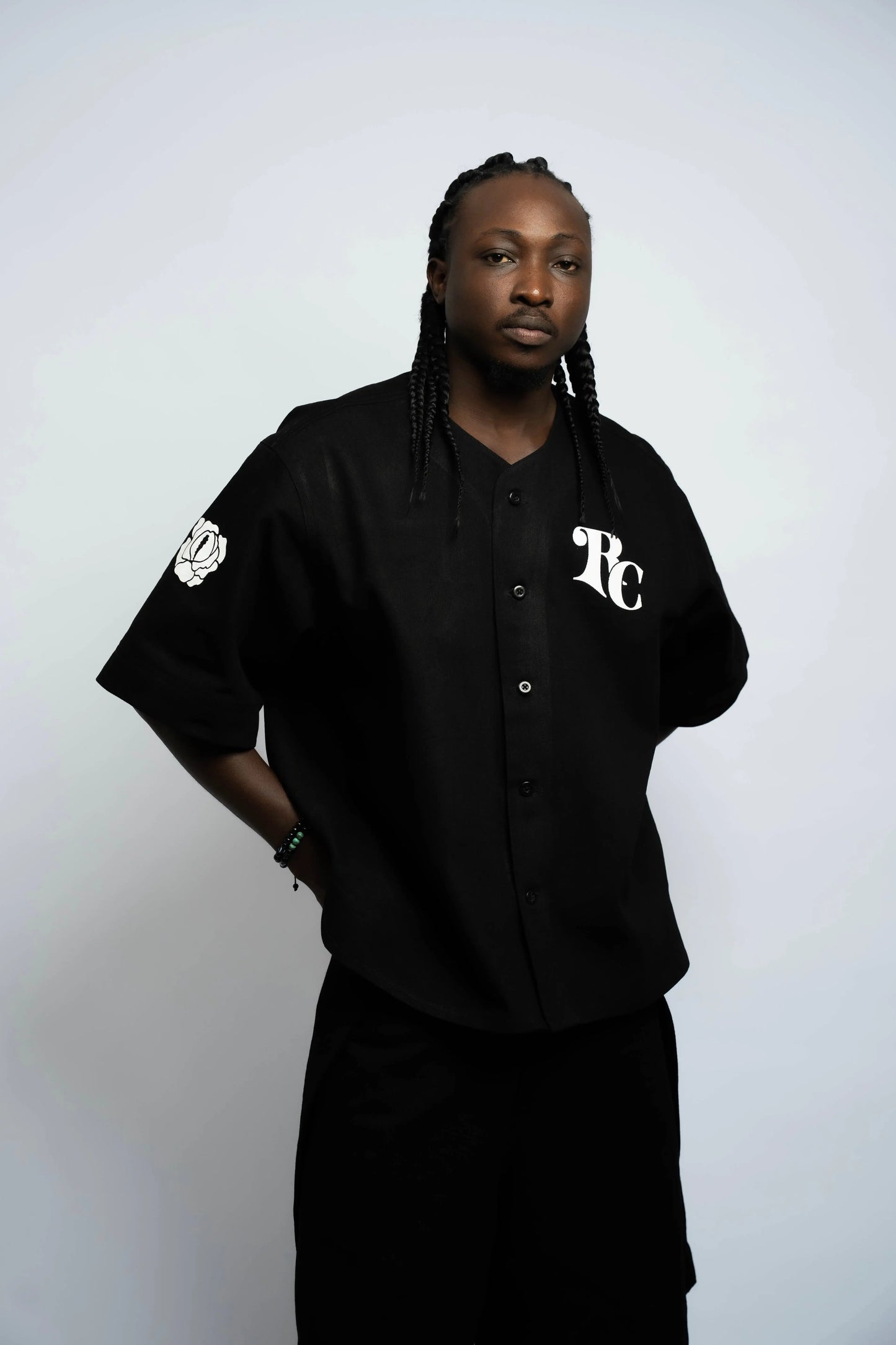 Baseball-Trikot 5 Denim Schwarz/Schwarz