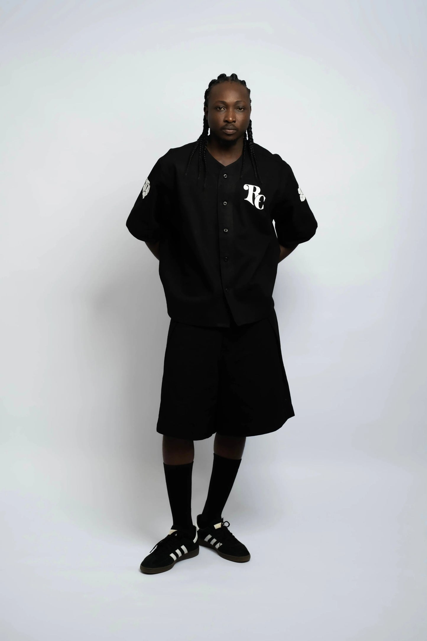 Baseball-Trikot 5 Denim Schwarz/Schwarz