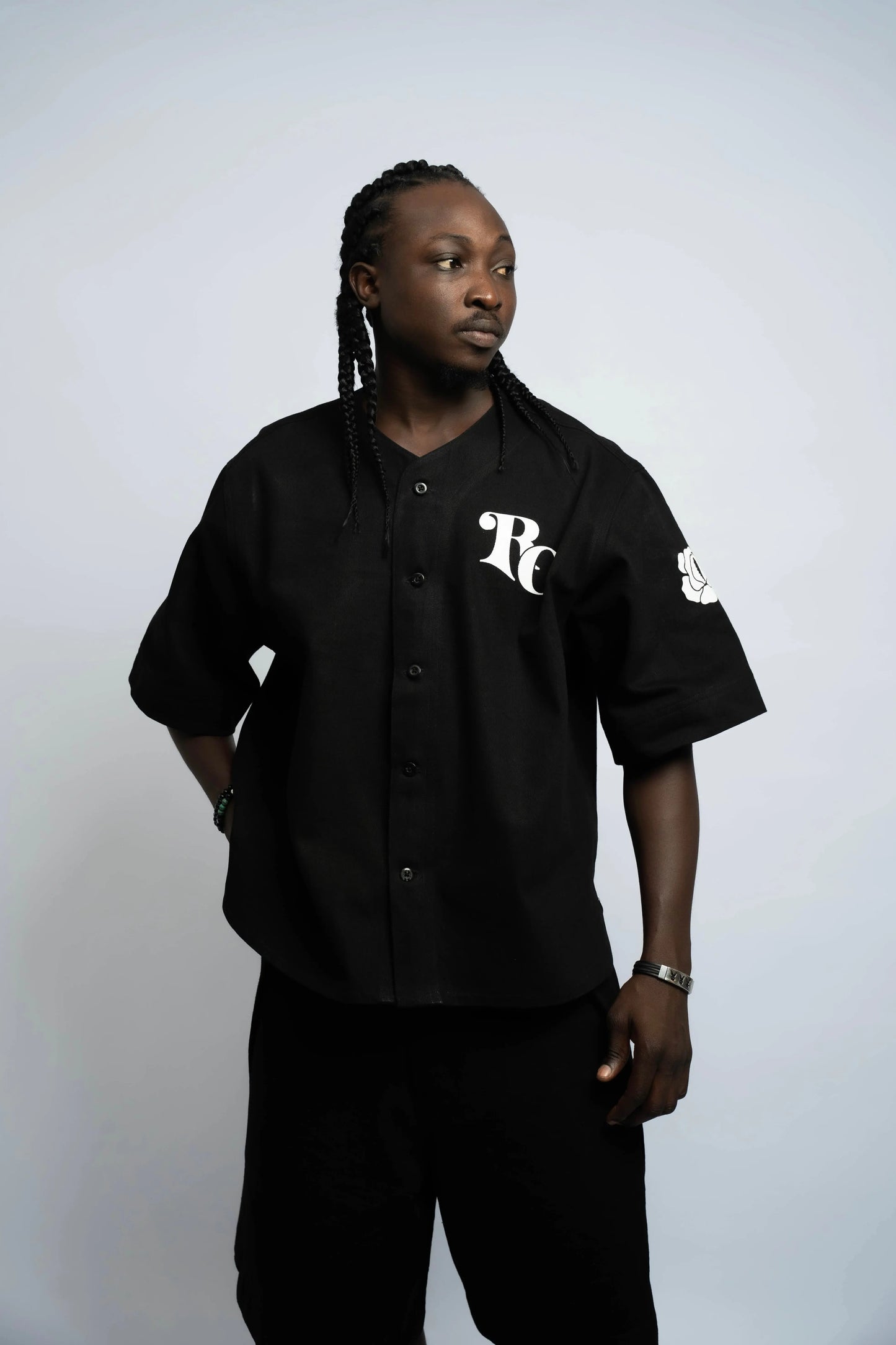 Baseball-Trikot 5 Denim Schwarz/Schwarz