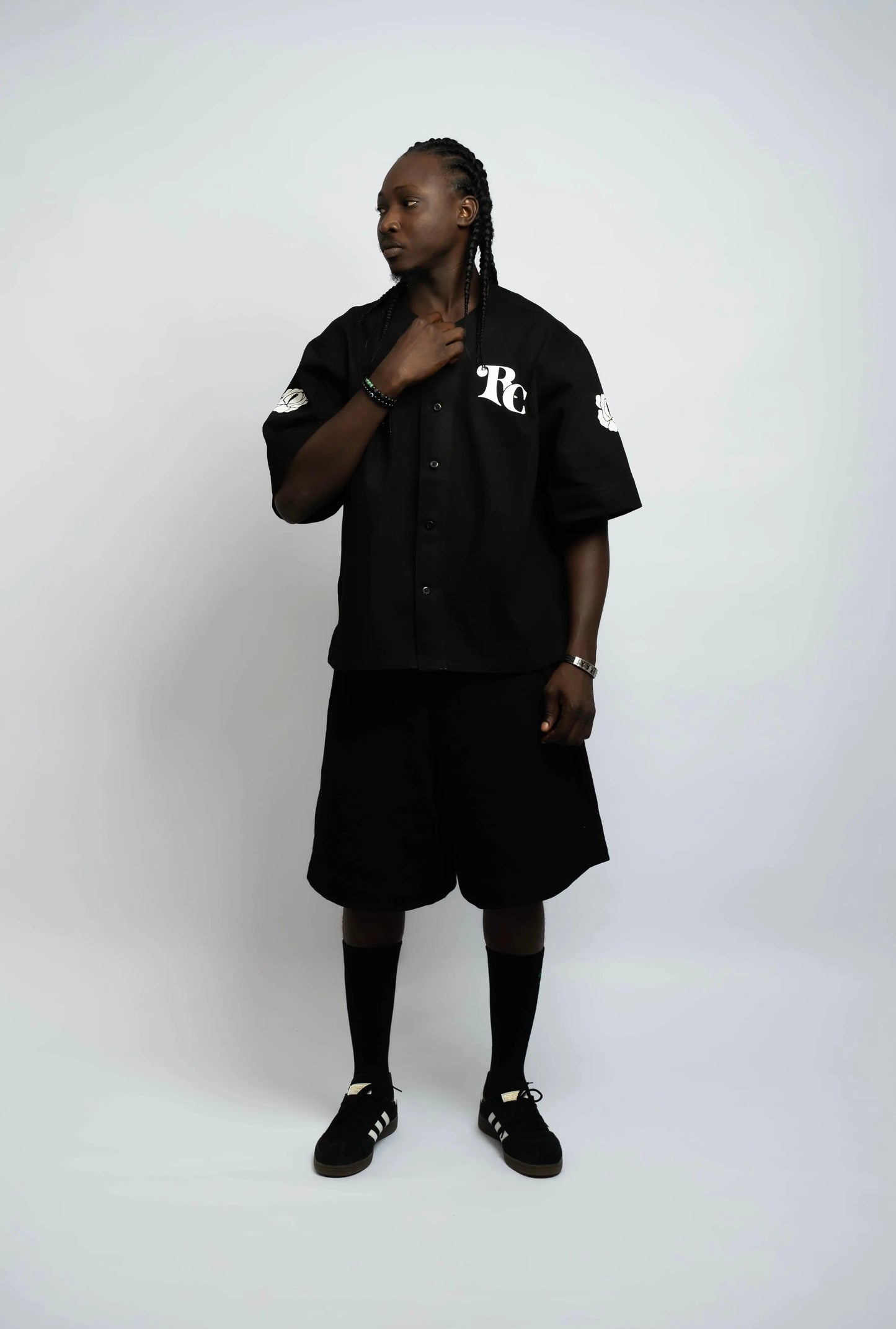 Baseball-Trikot 5 Denim Schwarz/Schwarz