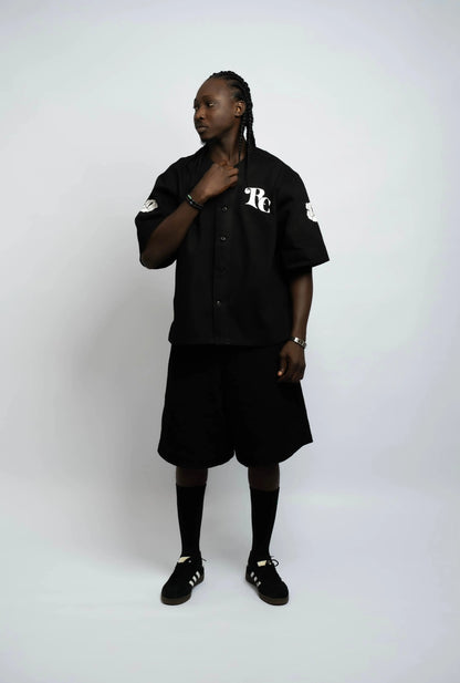 Baseball-Trikot 5 Denim Schwarz/Schwarz