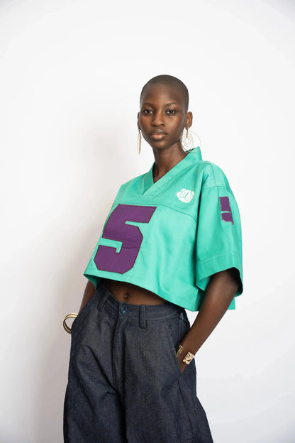 Maillot US Football Crop Rosyne 5 Green rosyneclub
