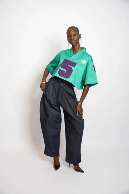 Maillot US Football Crop Rosyne 5 Green rosyneclub