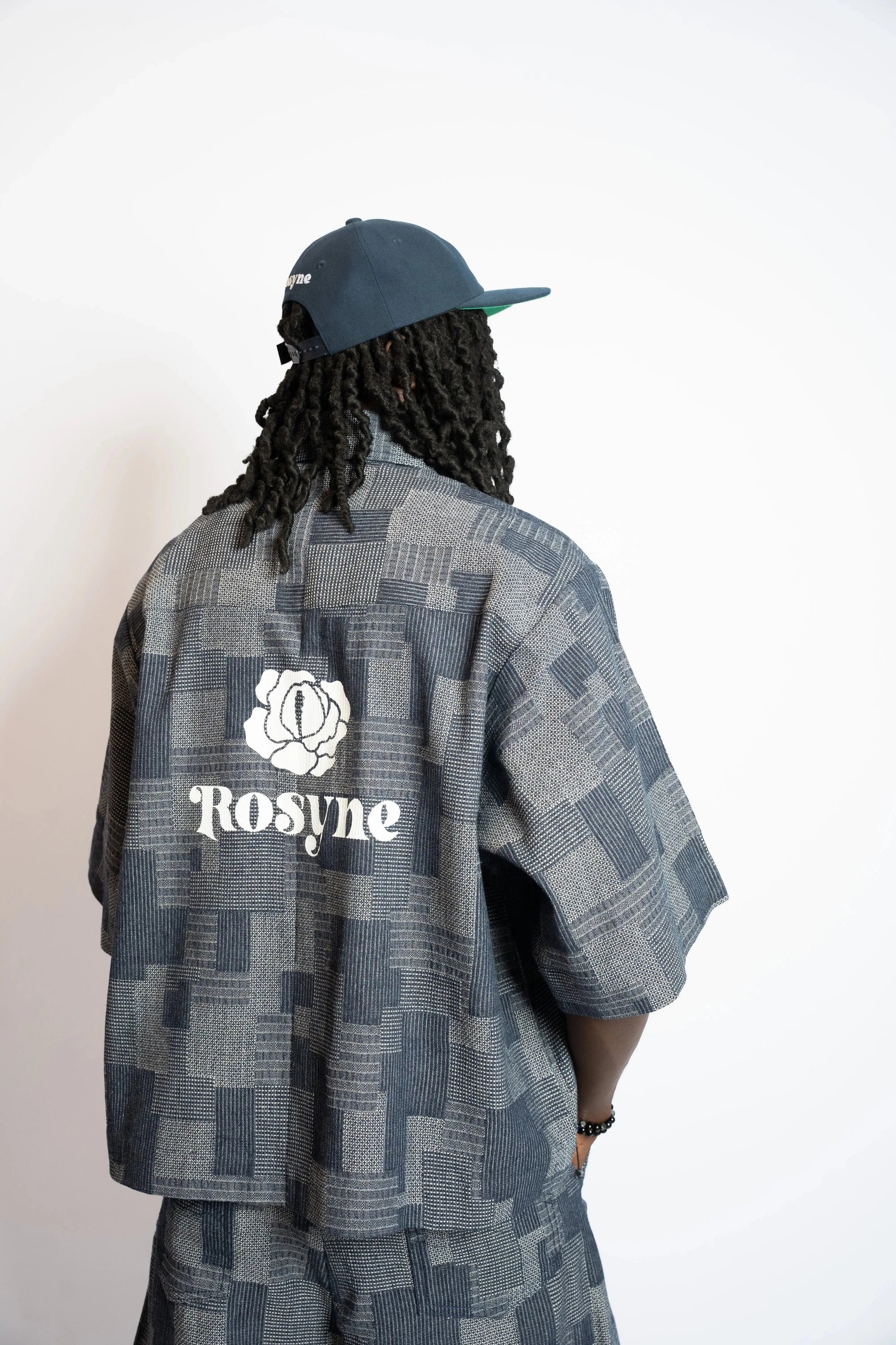 Shirt Crop Patchwork Woven Denim Blue rosyneclub
