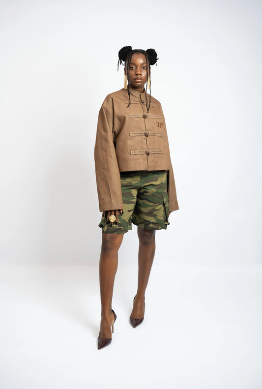 Short Denim Cargo Camo
