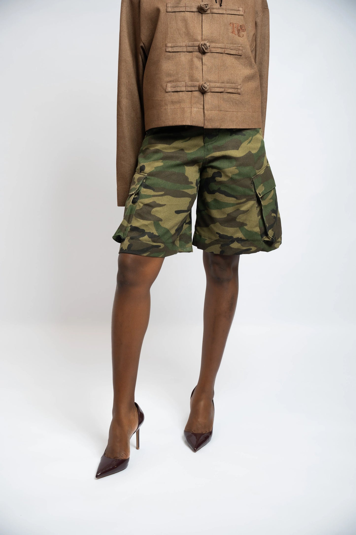 Kurze Denim Cargo Camouflage