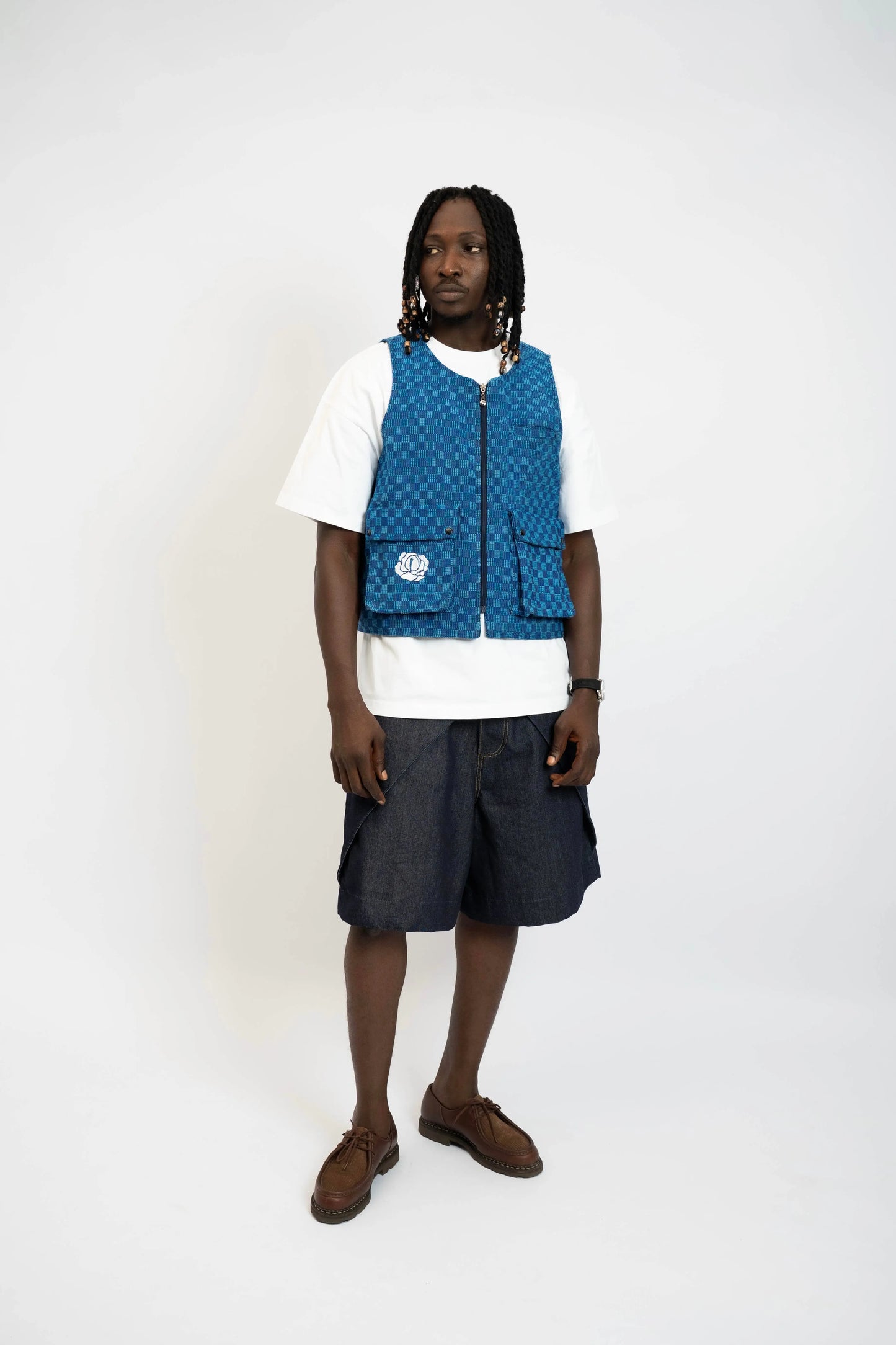 Short Rosyne Cross Denim Blue