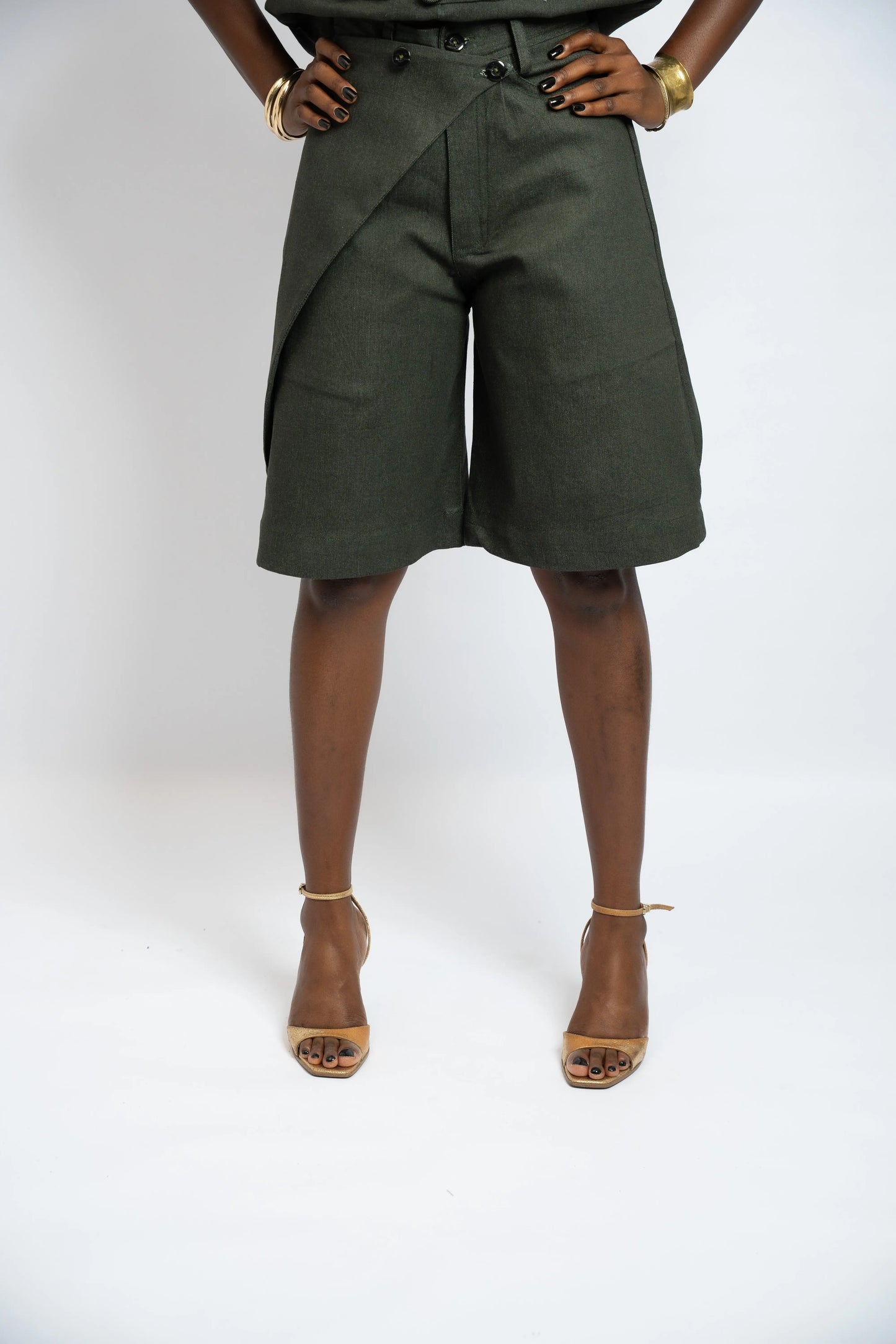 Short Cross Denim Khaki Green