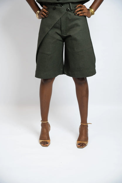 Short Cross Denim Khaki Green