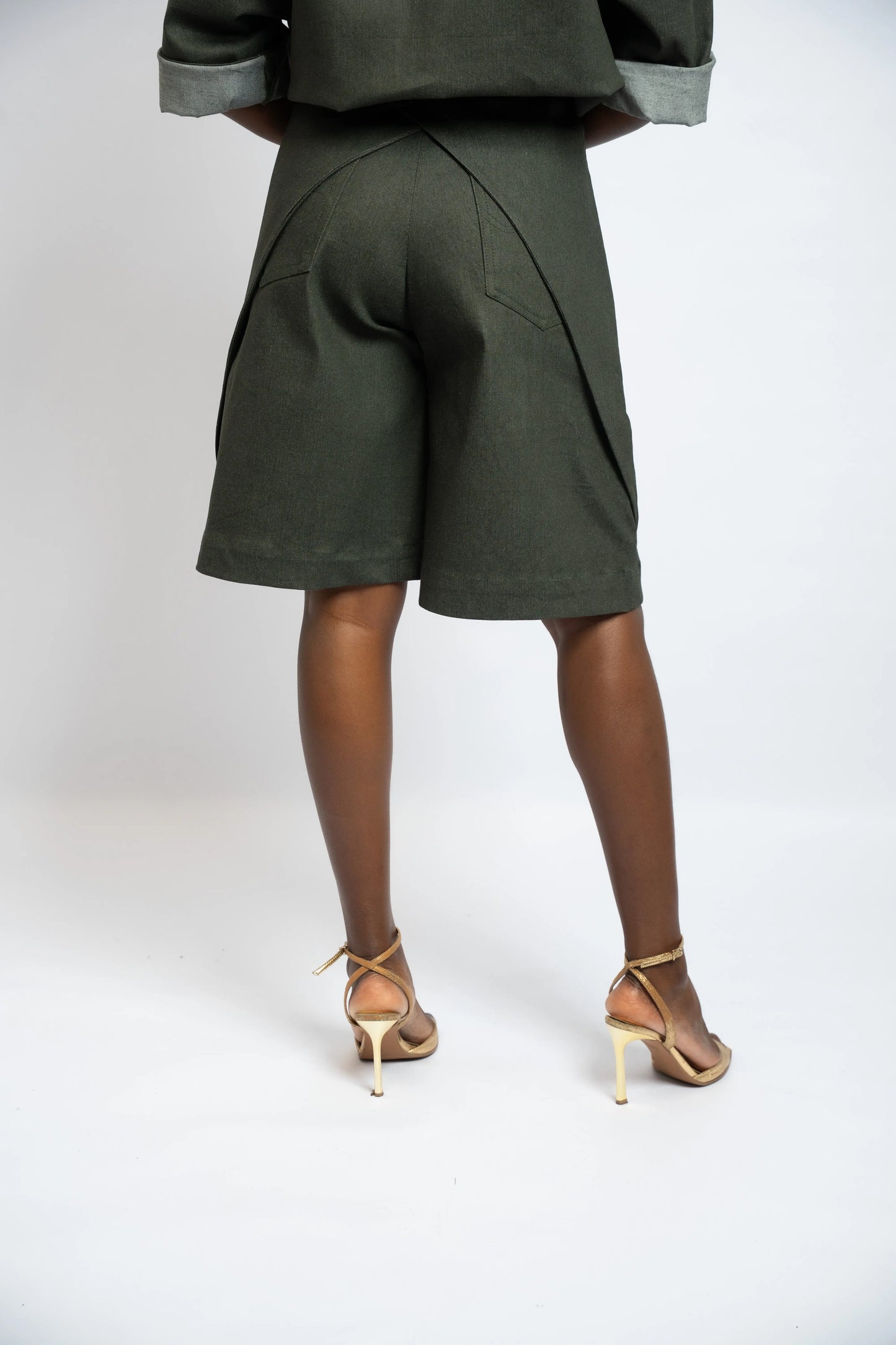 Short Cross Denim Khaki Green