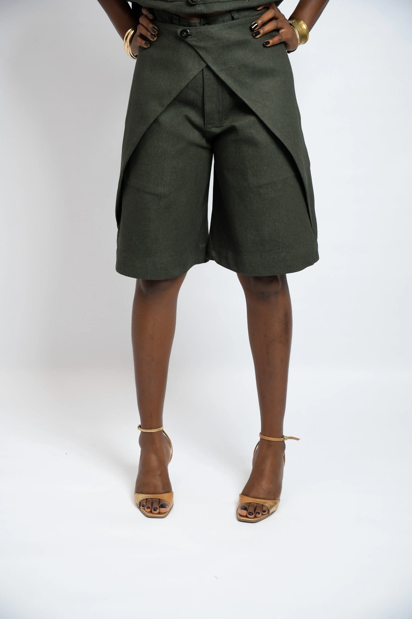 Short Cross Denim Khaki Green