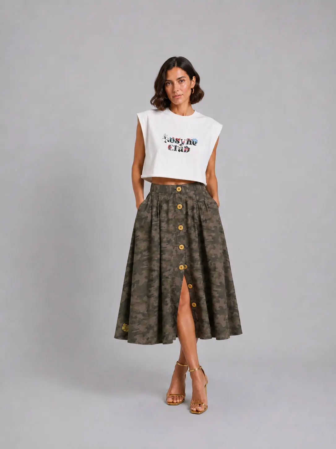 T-shirt Oversize Crop Rosyne Beige rosyneclub
