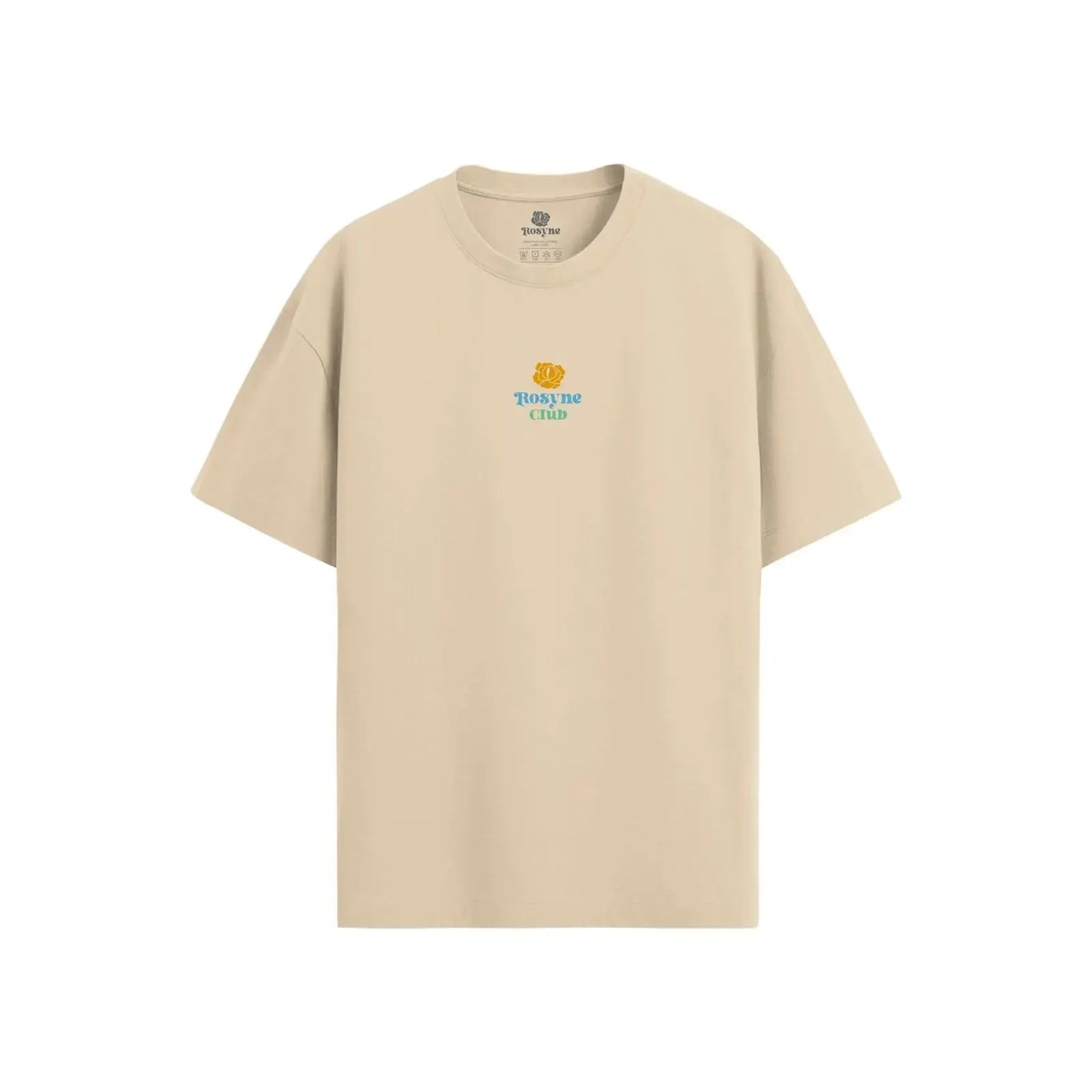 Oversize T-shirt with Blue and Beige Flowers