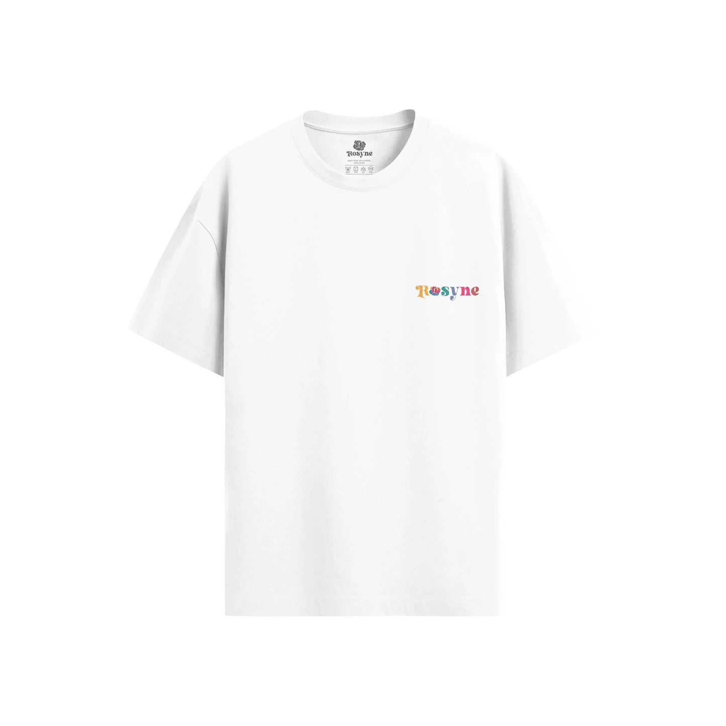 T-shirt Oversize Rainbow Logo White