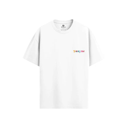 T-shirt Oversize Rainbow Logo White