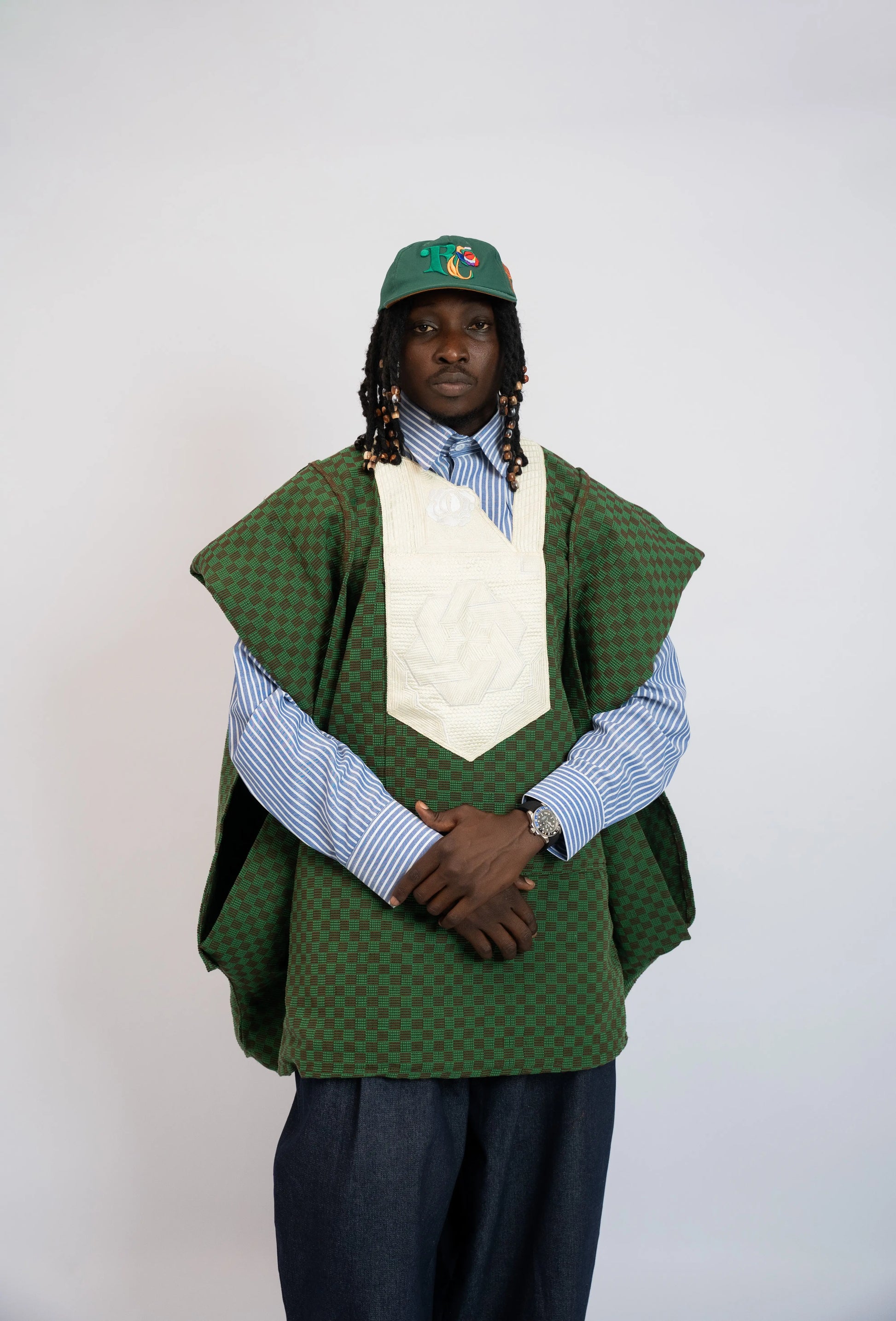 Tunique Agbada Kanvo Damier Green rosyneclub